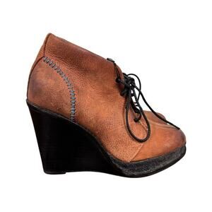 RAG &‎ BONE Brown Leather Black Wedge Ankle Boots